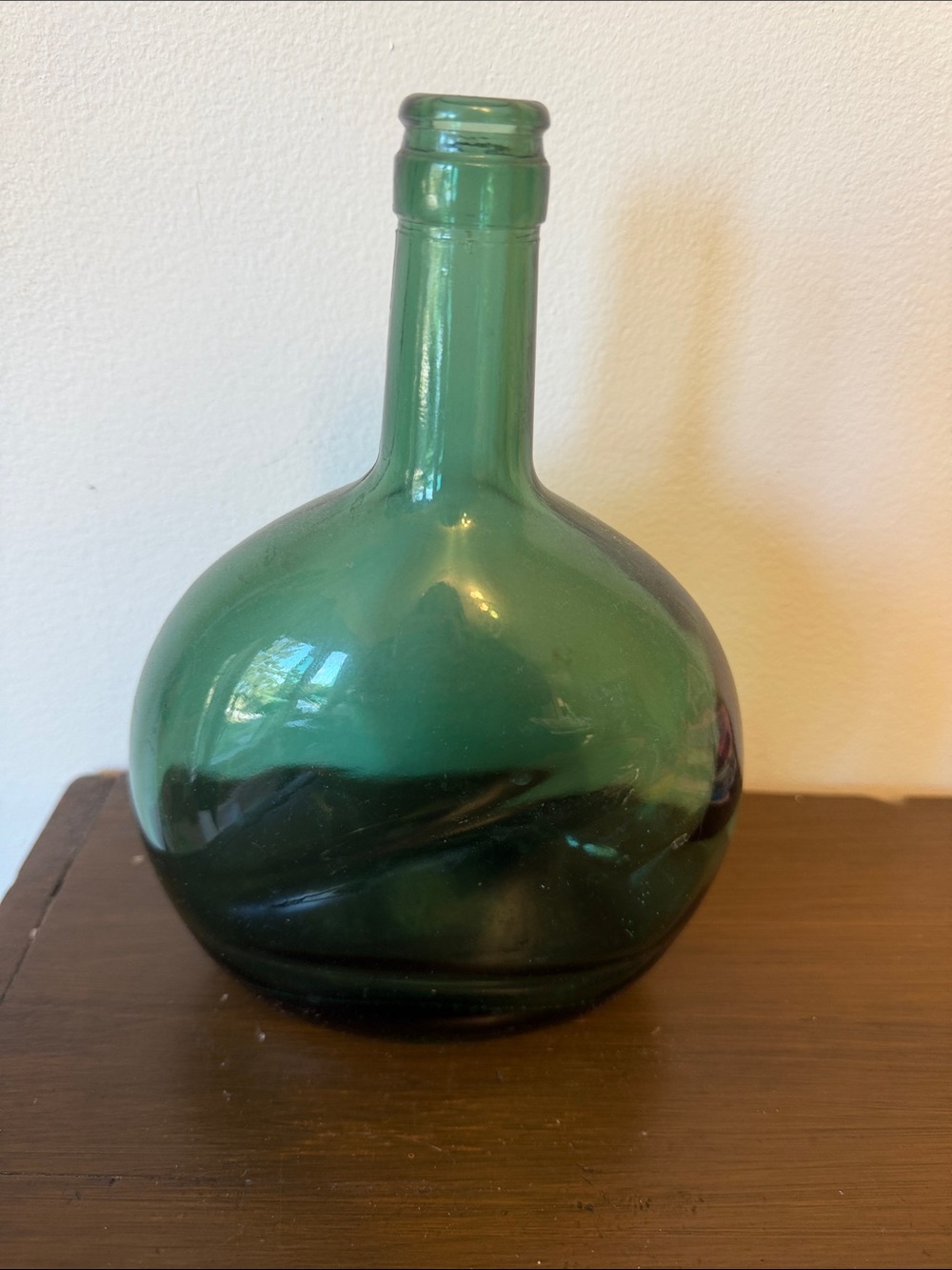 Green Handblown Glass Demijohn Bottle